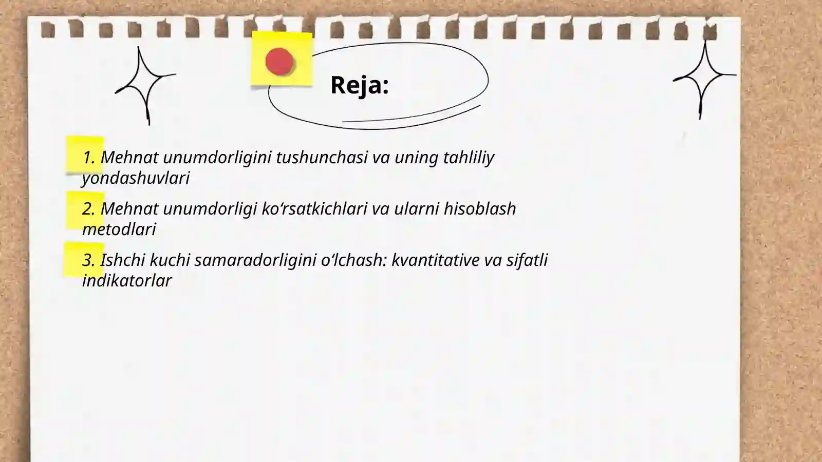 Mehnat unumdorligini tahlil qilish 2
