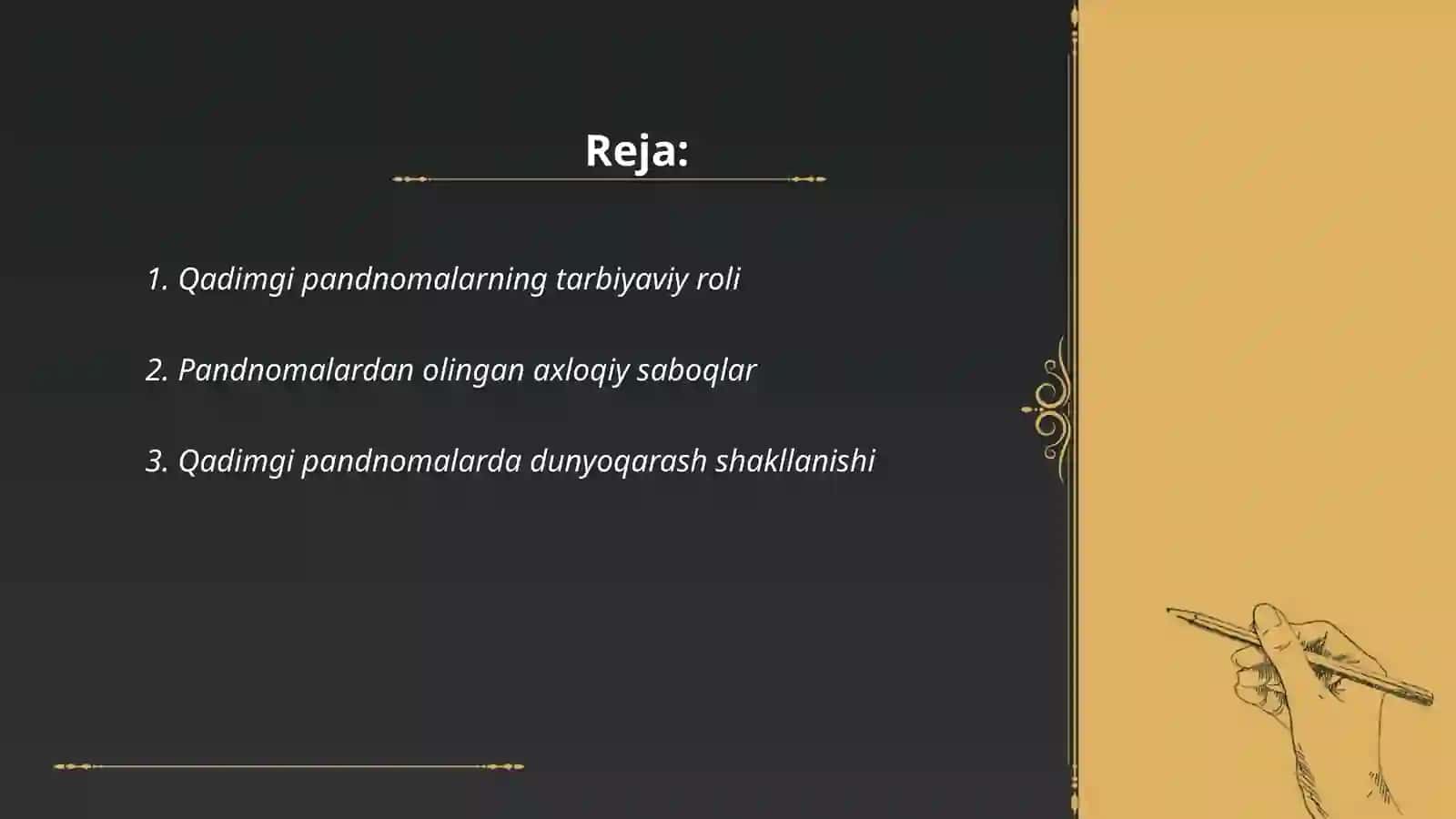 Qadimgi pandnomalarning ta'lim tarbiyaviy ahamiyati 2