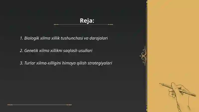 Biologik xilma xillikni saqlash 2