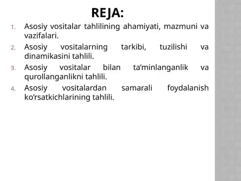 ASOSIY VOSITALAR VA ULARDAN FOYDALANISH TAHLILI 2