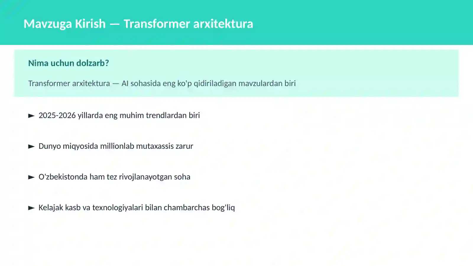 AI | DEEP LEARNING VA NEYRON TARMOQLAR 2
