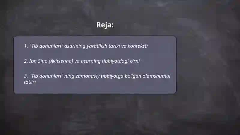 Tib qonunlari asarining olamshumul ahamiyati 2