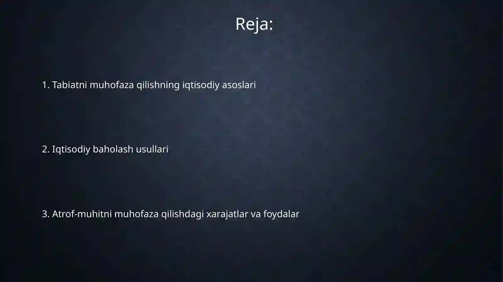 Tabiatni himoya qilish va iqtisodiy tahlil 2
