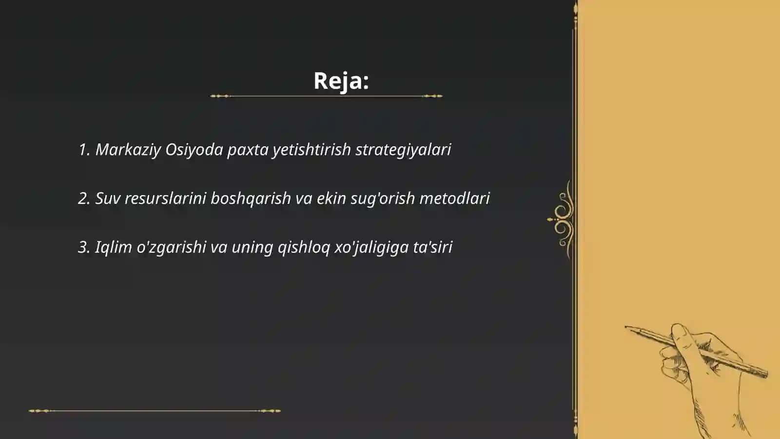 Markaziy Osiyo mintaqasi qishloq xoʻjaligi 2