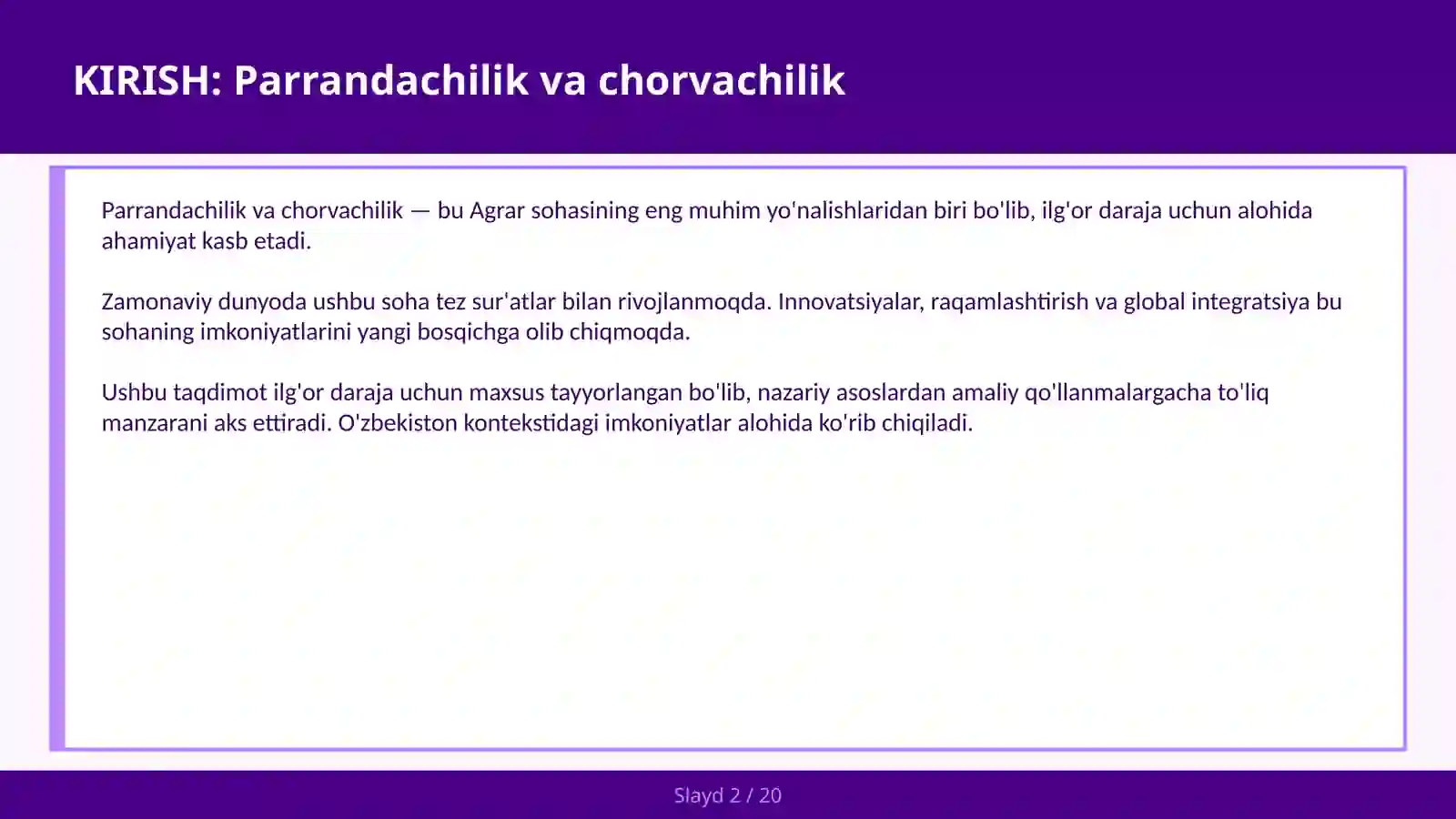 Parrandachilik va chorvachilik 2