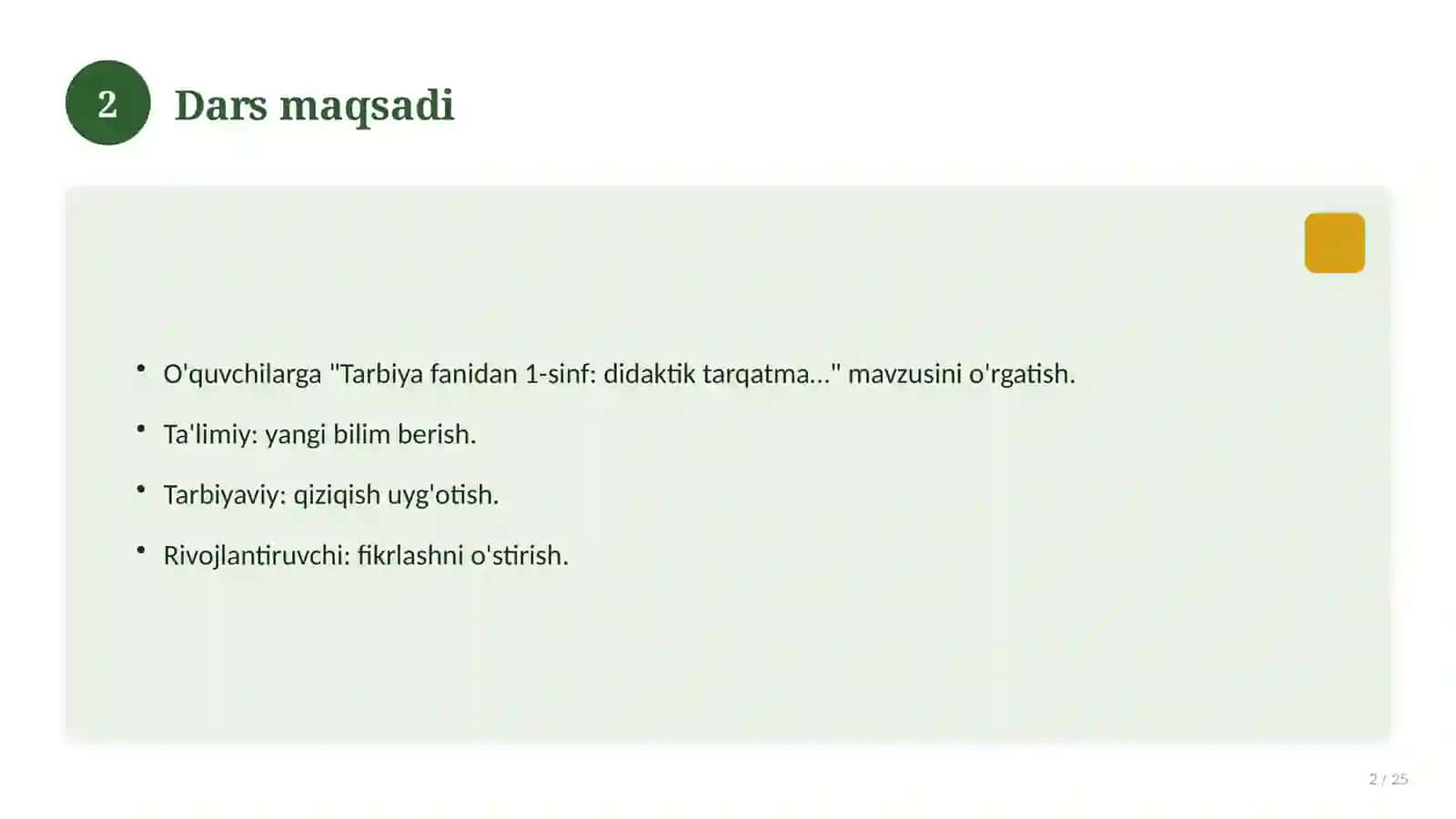 Tarbiya fanidan 1-sinf: didaktik tarqatma materiallar 2