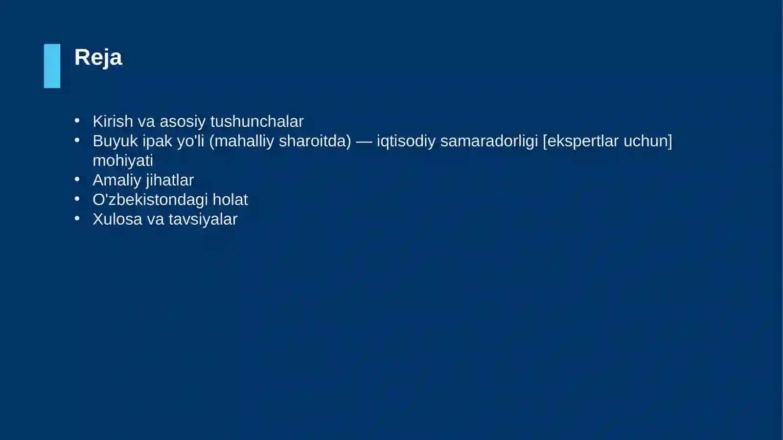 Buyuk ipak yo'li (mahalliy sharoitda) — iqtisodiy samaradorligi [ekspertlar uchun] 2
