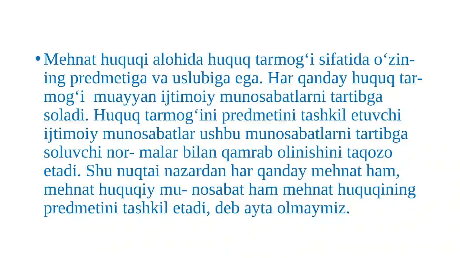 MEHNAT HUQUQI MODULIGA KIRISH VA UNING PRINSPLARI 2