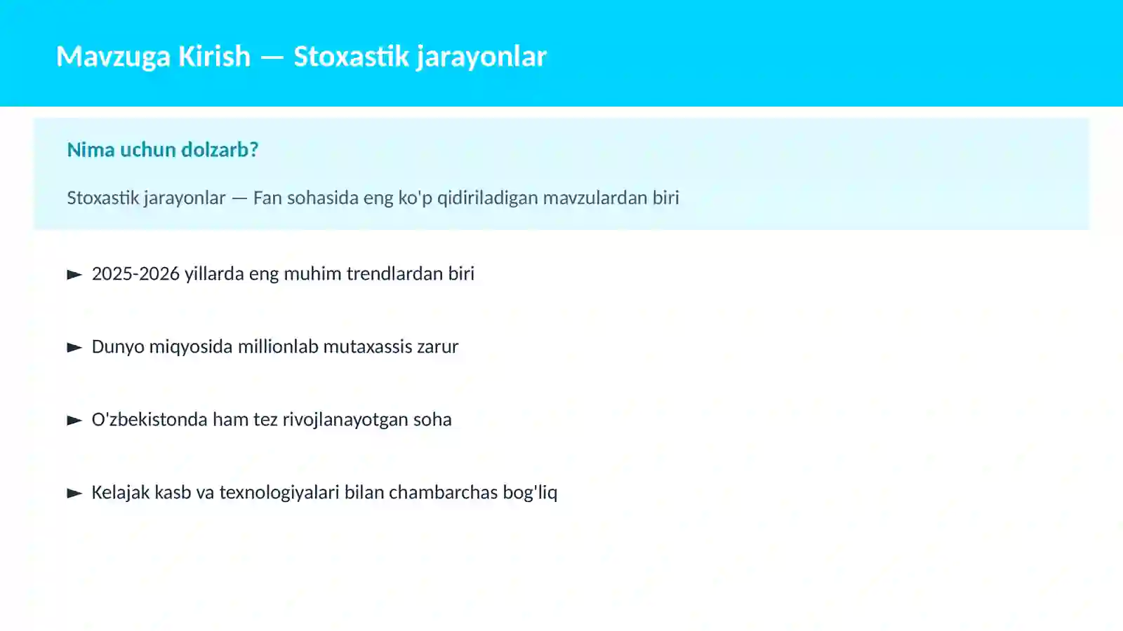 Stoxastik jarayonlar 2