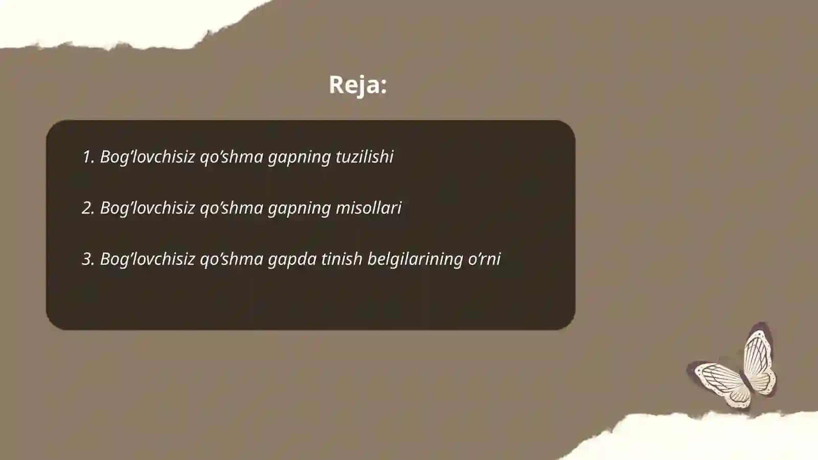 Bog'lovchisiz qo'shma gap va tinish belgilarining ishlatilishi 2