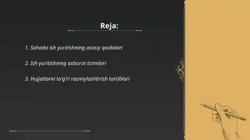 Sohada ish yuritish masalalari 2
