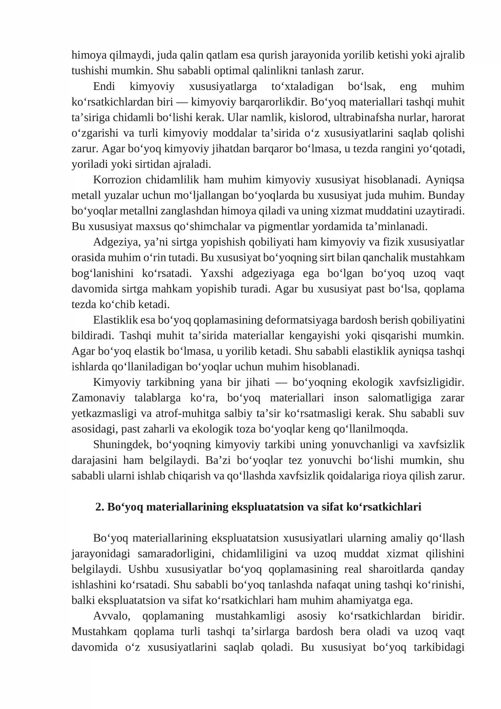 MA'RUZA: BO'YOQ MATERIALLARINING XUSUSIYATLARI 2