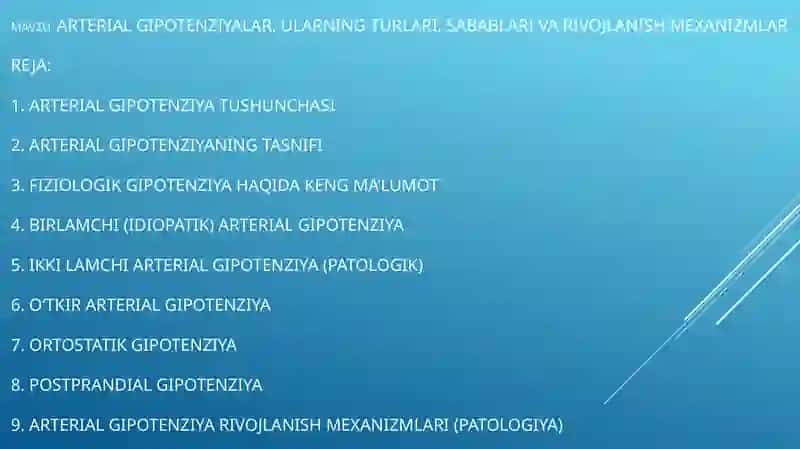 Arterial gipotenziyalar, ularning turlari, sabablari va rivojlanish mexanizmlari 2