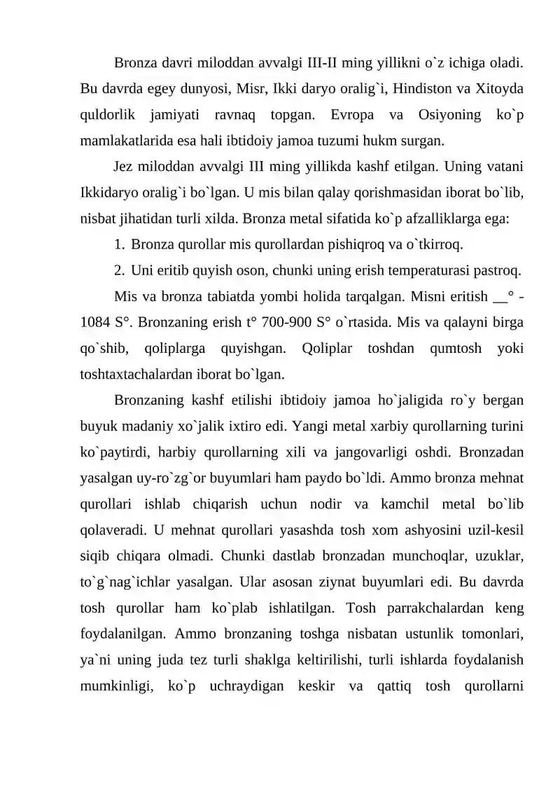 Bronza davri tarixiy-moddiy jarayonlari 2