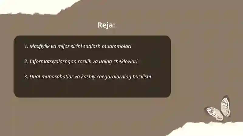 Ijtimoiy ishning odob axloq muammolari 2