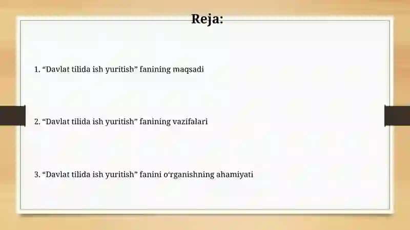 Davlat tilida ish yurtish fanining maqsadi va vazifasi 2