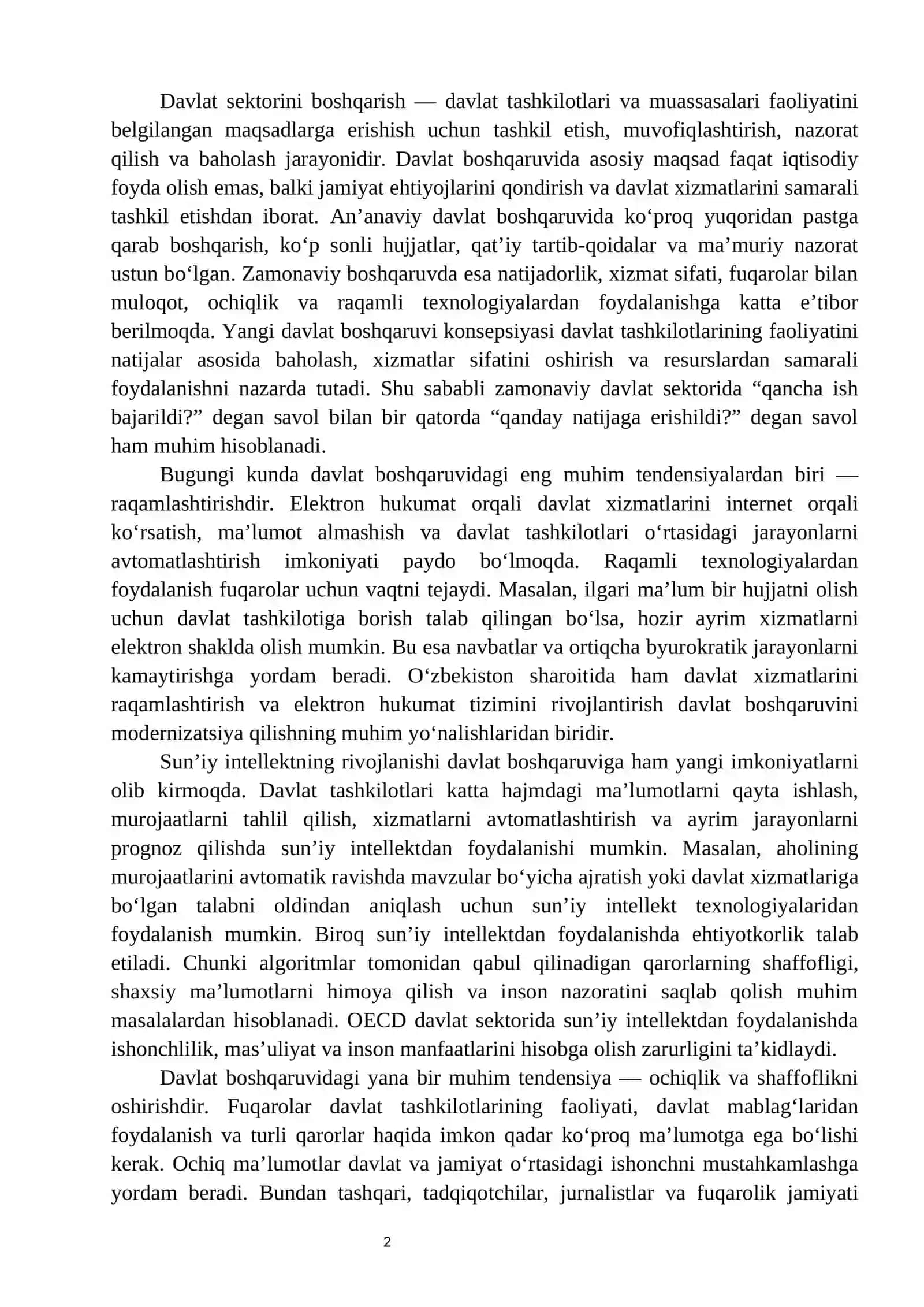 DAVLAT SEKTORINI BOSHQARISHDAGI YANGI TENDENSIYALAR VA MUAMMOLAR 2