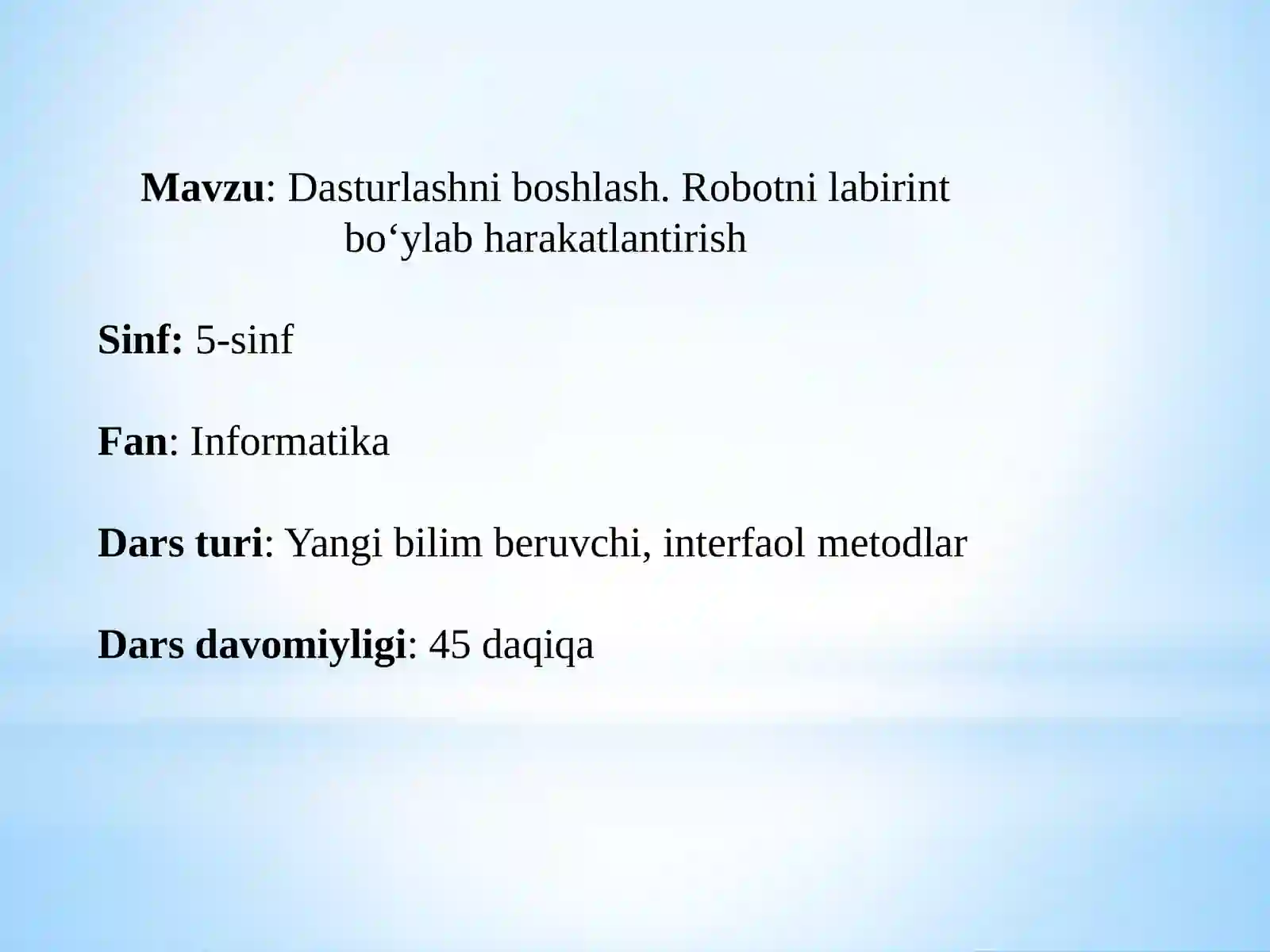 Dasturlashniboshlash.Robotnilabirintbo‘ylabharakatlantirish 2