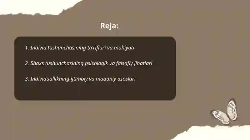 Induvid, shaxs individuallik tushunchalari 2