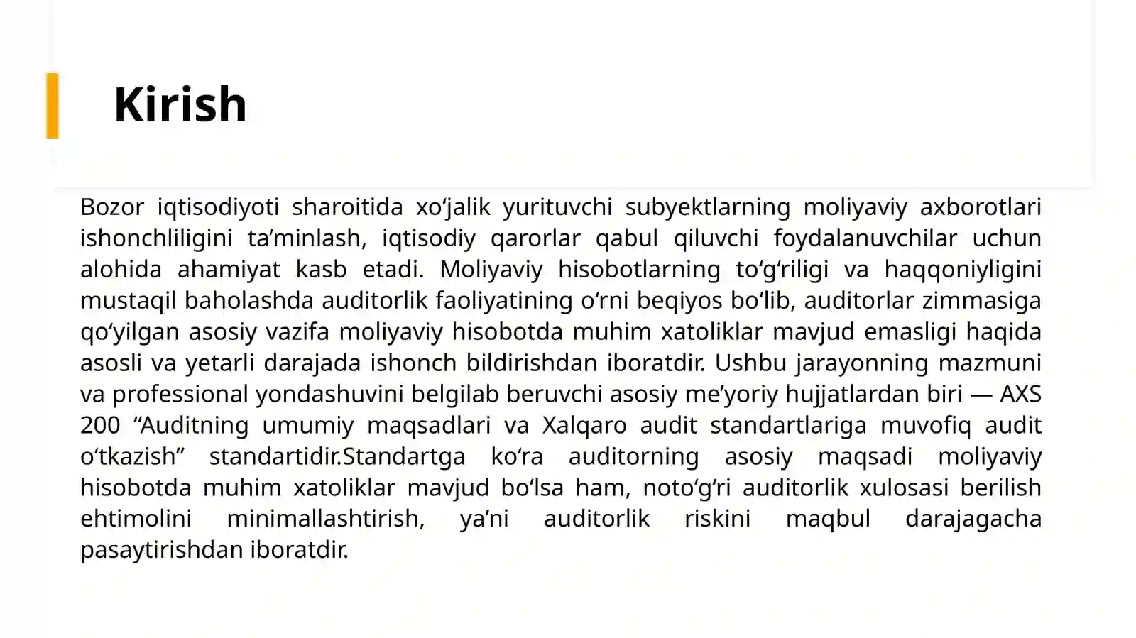Audit riskini baholash usullari 2