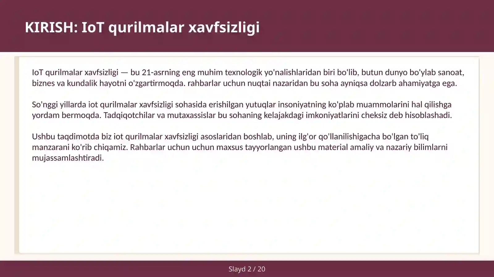 IoT qurilmalar xavfsizligi 2