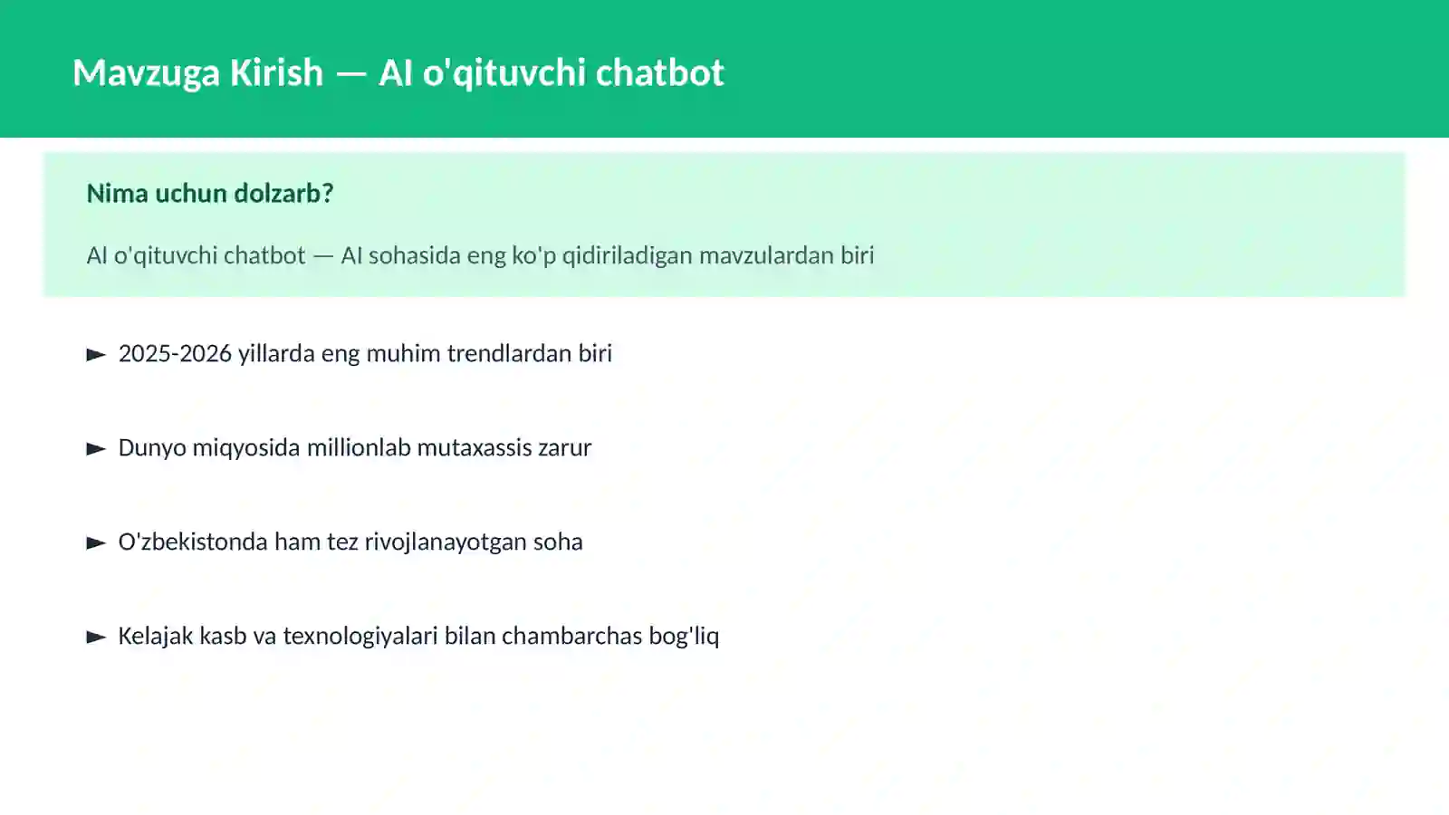 AI o'qituvchi chatbot 2