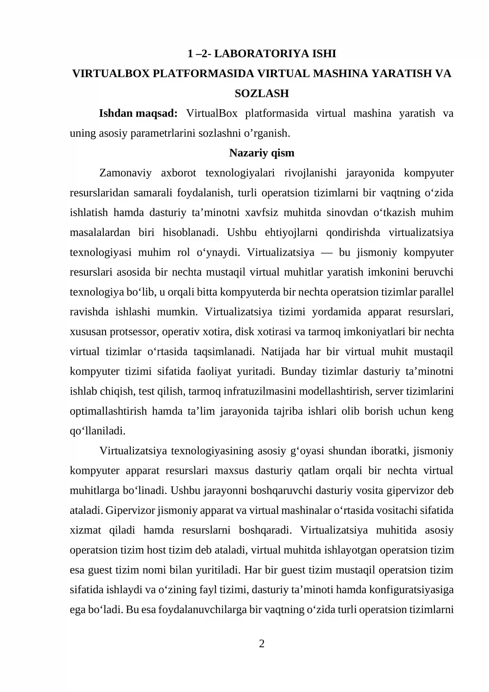 Virtual mashina yaratish va sozlash 2