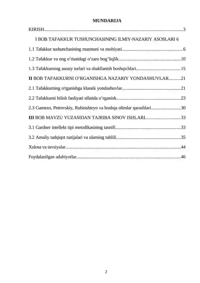 Tafakkur. Umumiy tasavvurlar va nazariy yondashuvlar 2
