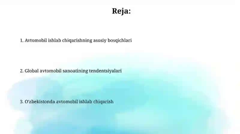 Avtomobil ishlab chiqarish haqoda 2