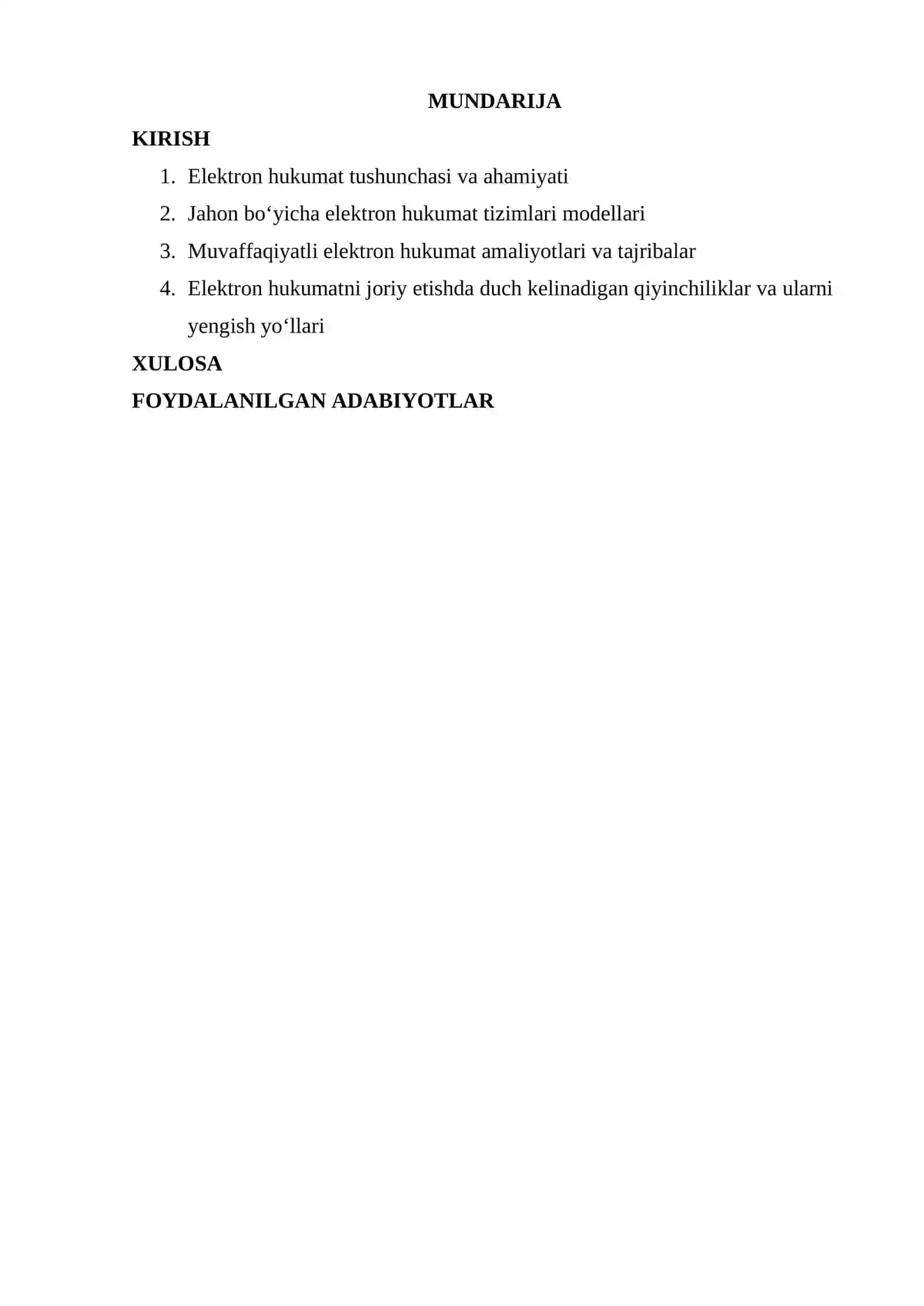 Elektron Hukumatni Joriy Etishning Jahon Tajribasi 2
