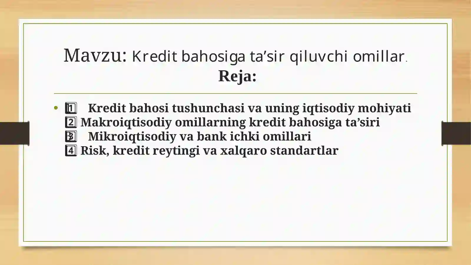 Kredit bahosiga ta’sir qiluvchi omillar. 🙂‍↔️🙂‍↔️ 2