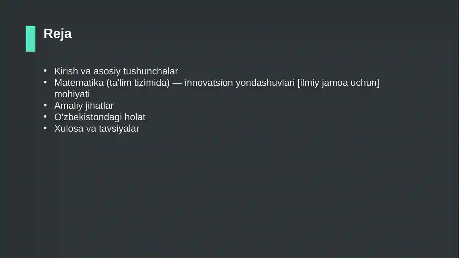 Matematika (ta'lim tizimida) — innovatsion yondashuvlari [ilmiy jamoa uchun] 2