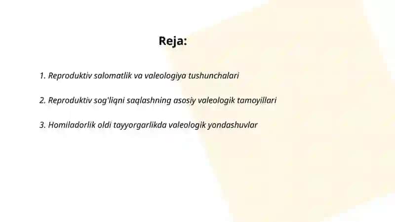 Reproduktiv salomatlikning valeologik tamoyillari 2