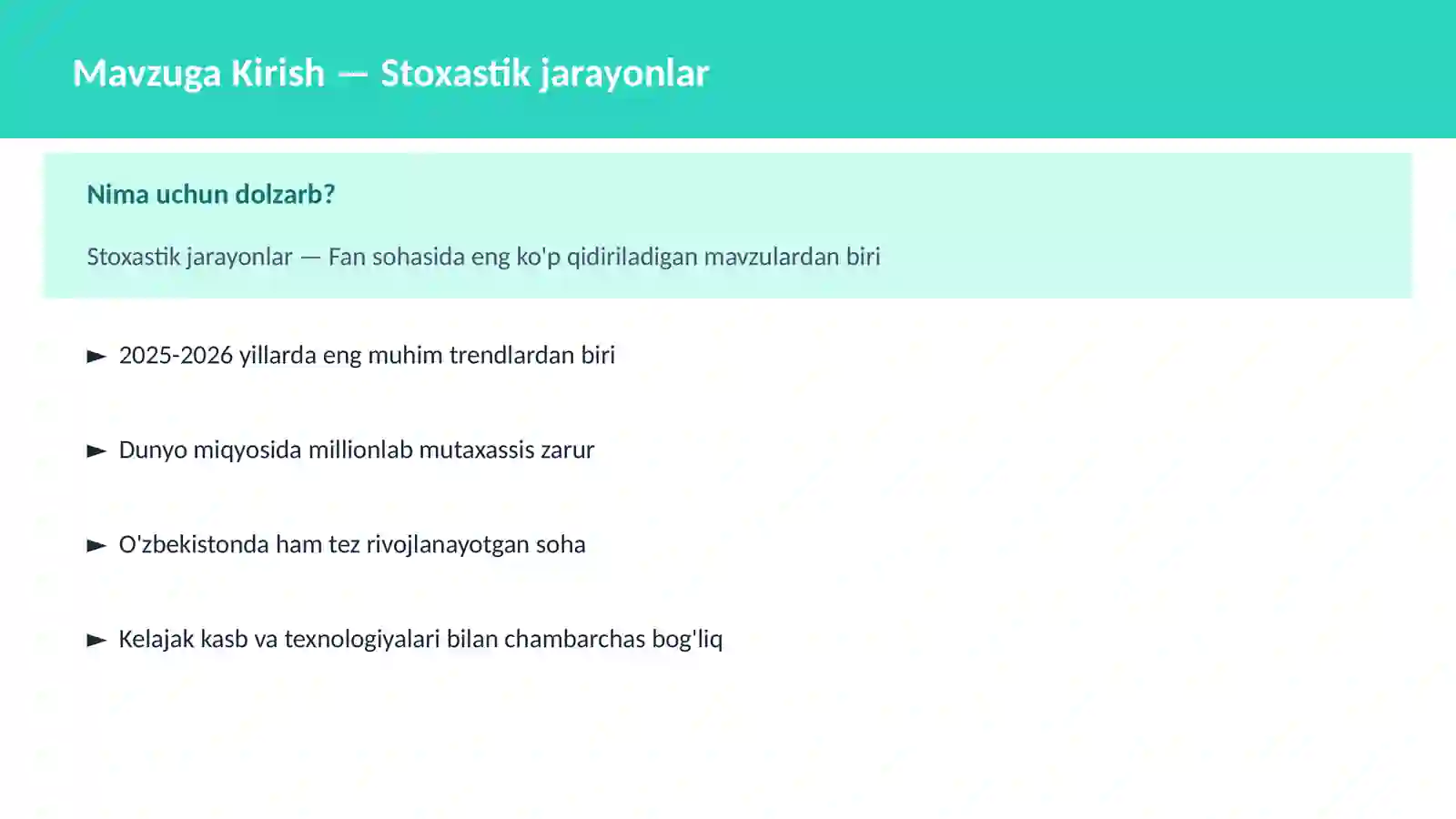 Stoxastik jarayonlar 2