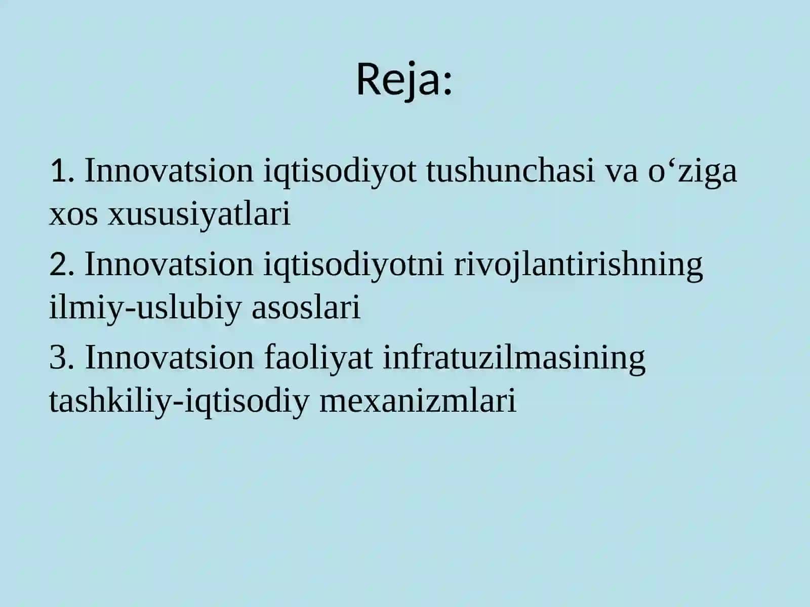 Innovatsion faoliayat infratuzilmasini tshkily-iqtisodiy mexanizmlari 2