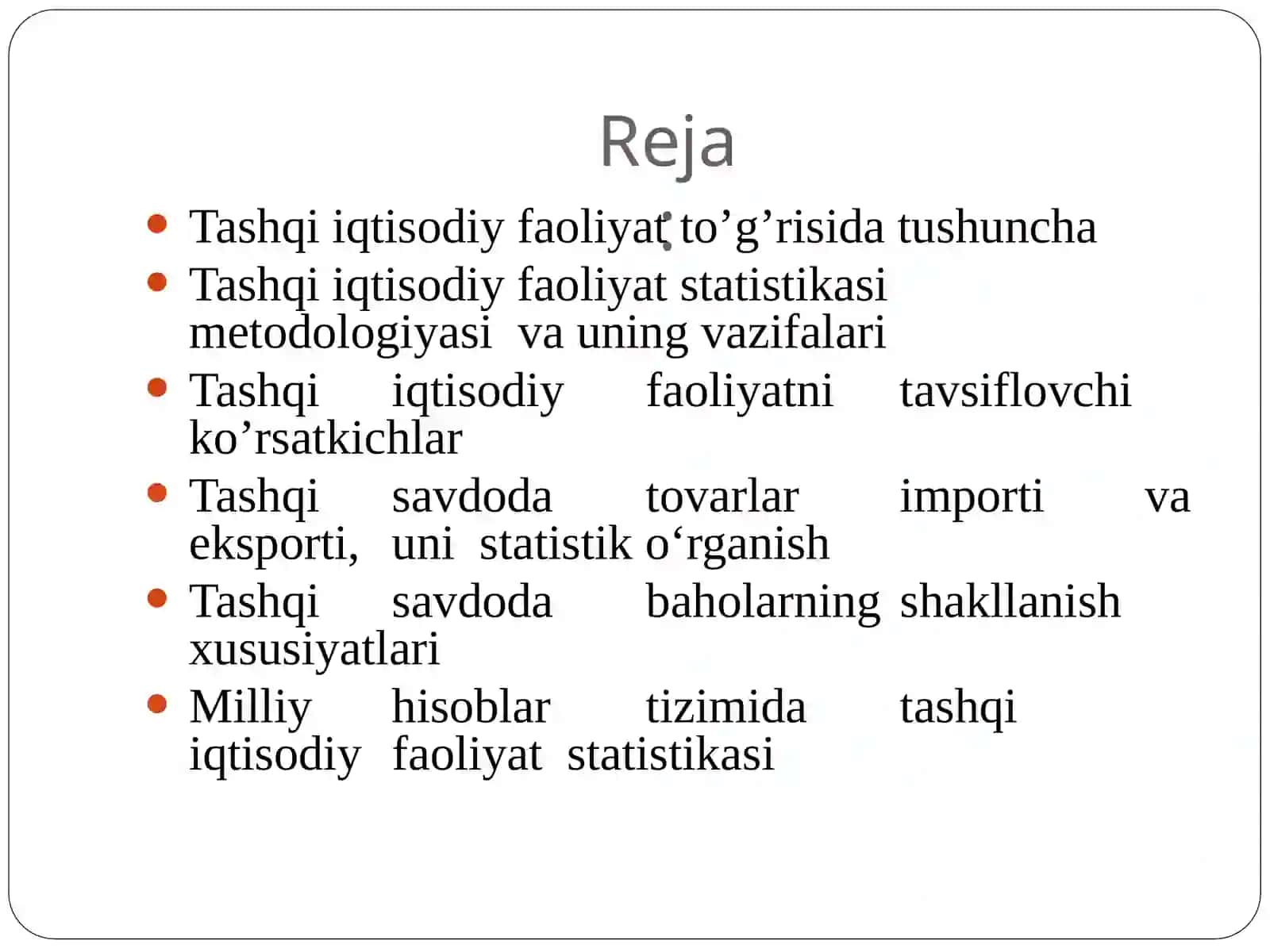 Tashqi Iqtisodiy Faoliyat Statistikasi 2