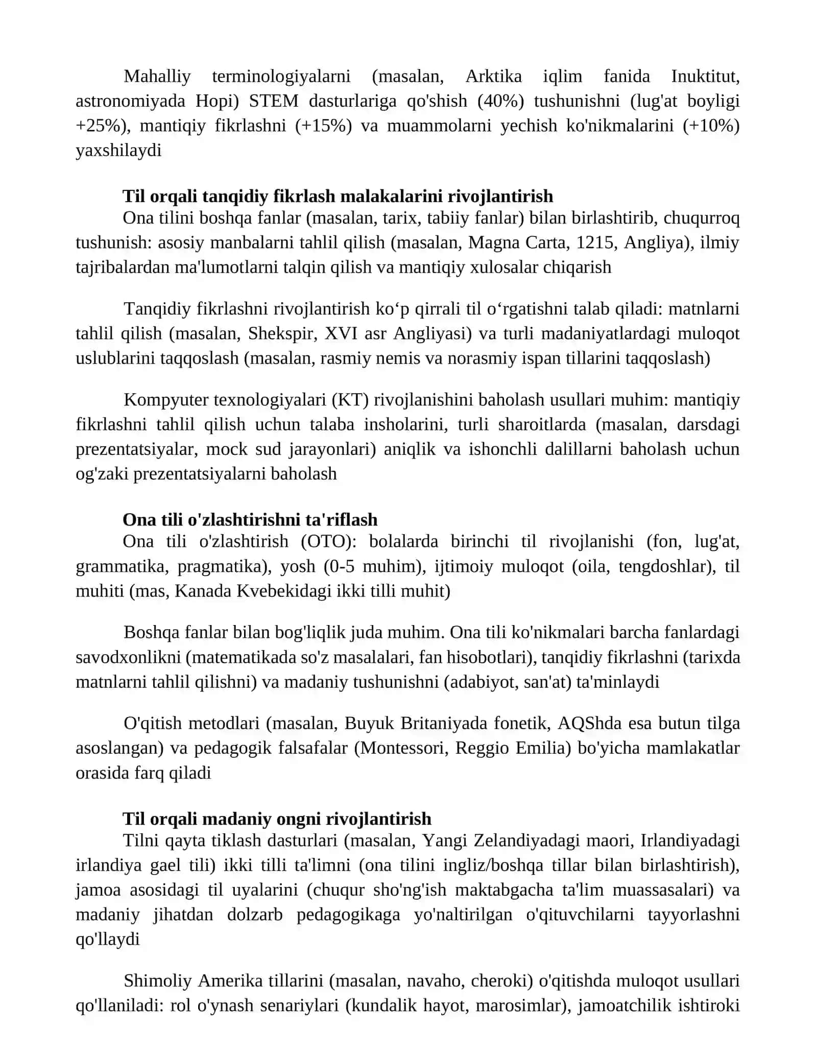 Ona tilini o’qitish metodikasi fanining tekshirilishi va boshqa fanlar bilan aloqasi 2