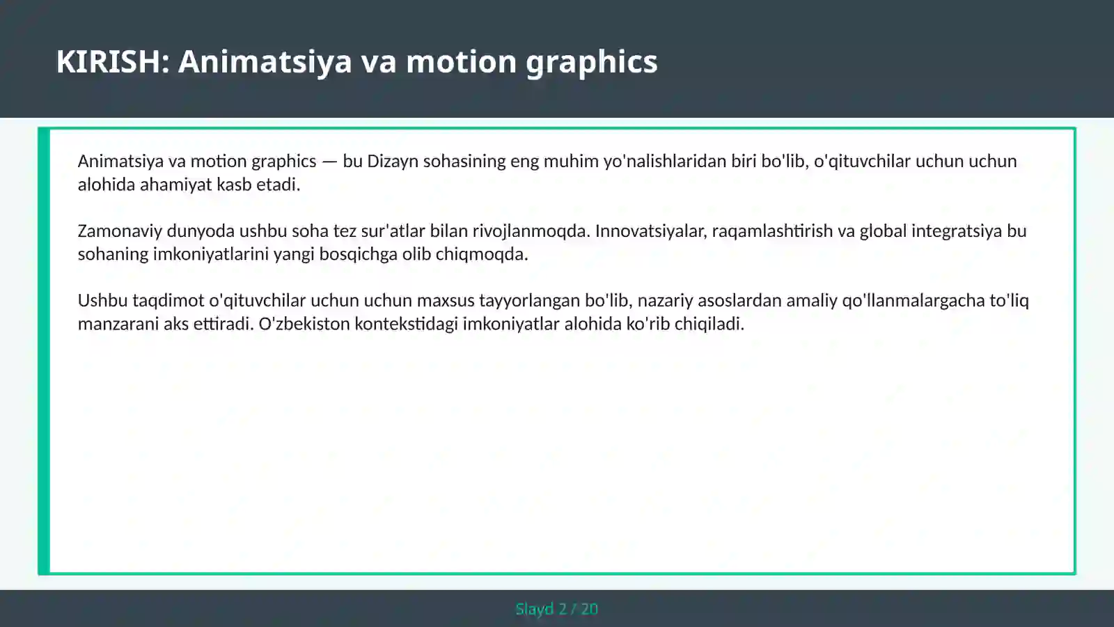 ANIMATSIYA VA MOTION GRAPHICS 2