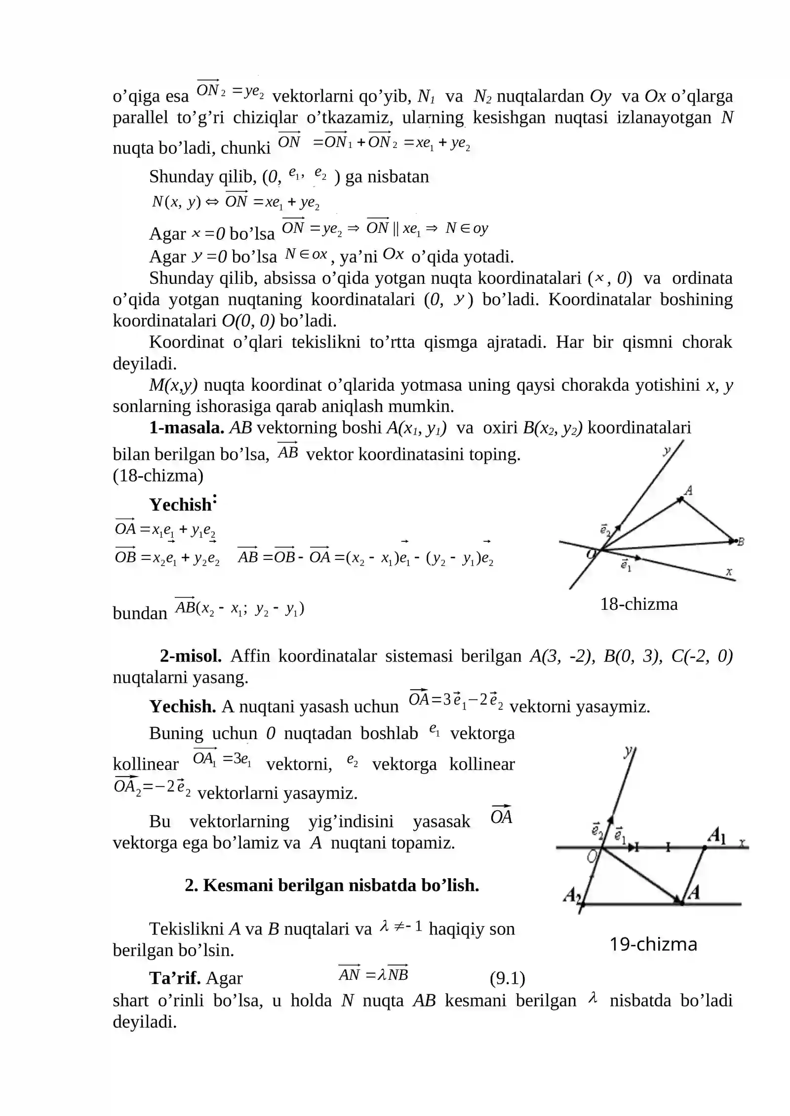 Tekislikda affin koordinatalar sistemasi 2