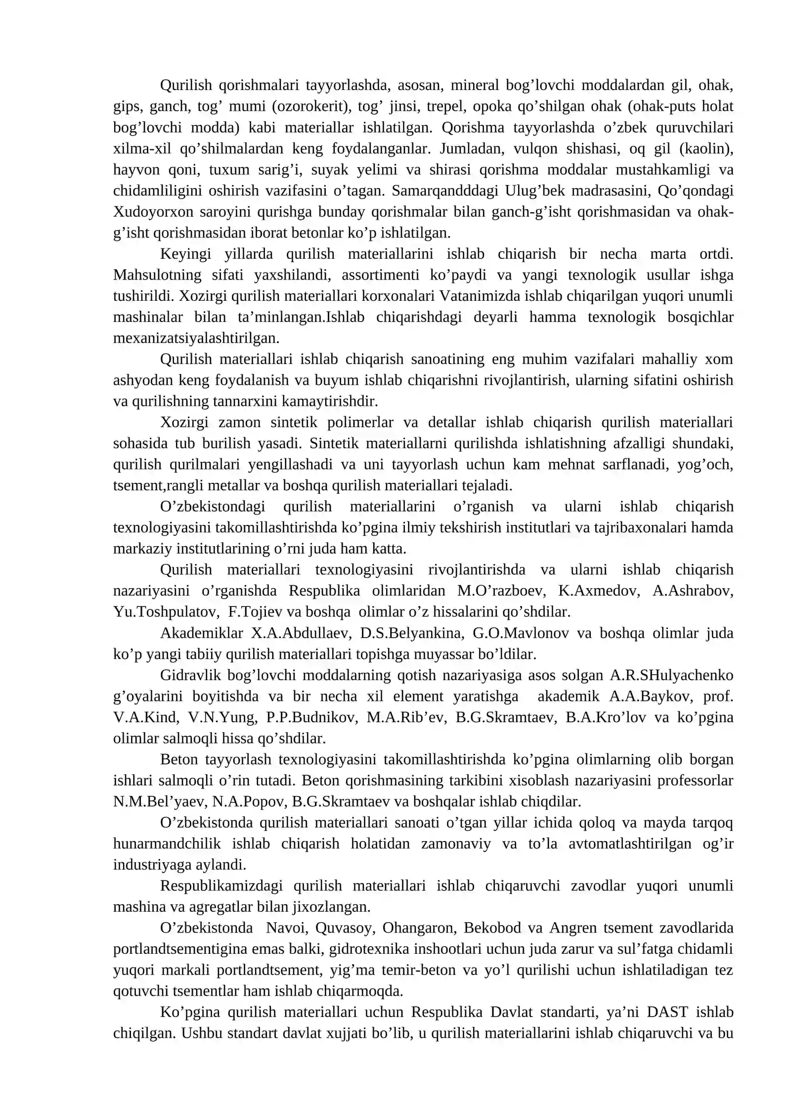 Qurilish Materiallari va Buyumlari Tayyorlash 2