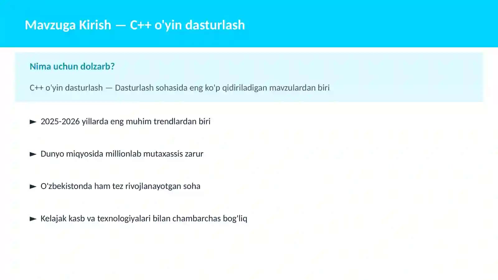 C++ o'yin dasturlash 2