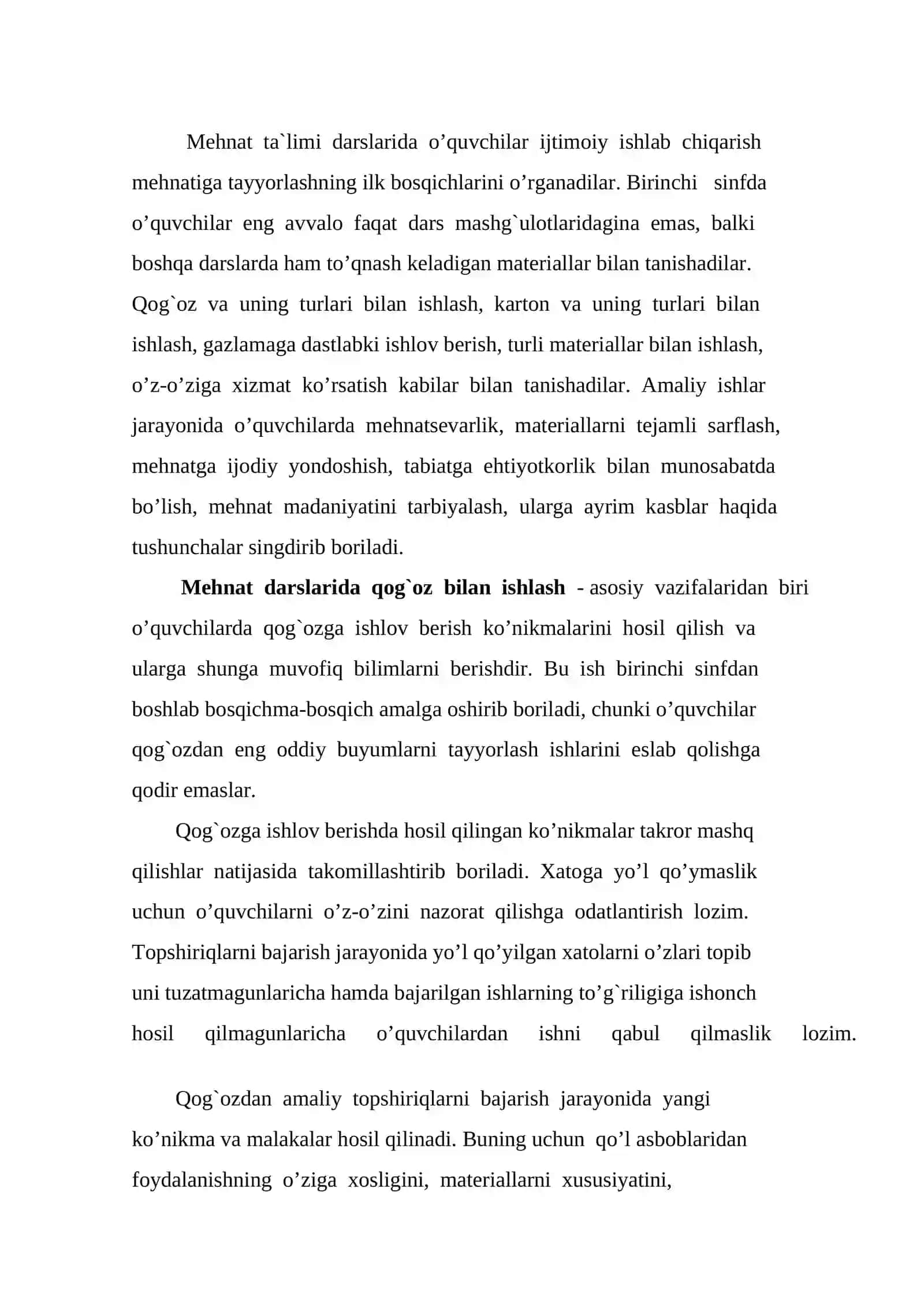 Boshlang’ich sinf mehnat darslarida qog’ozdan amaliy ishlarni tashkil etishning mazmuni 2