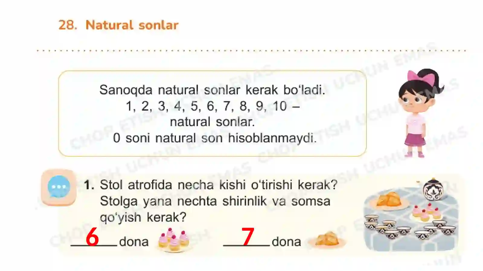 Matematika 1- sinf: 28-dars 2