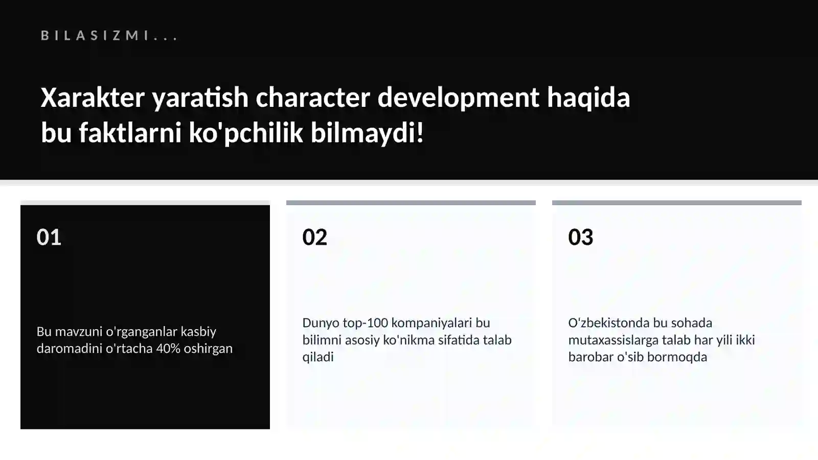 Xarakter yaratish character development 2