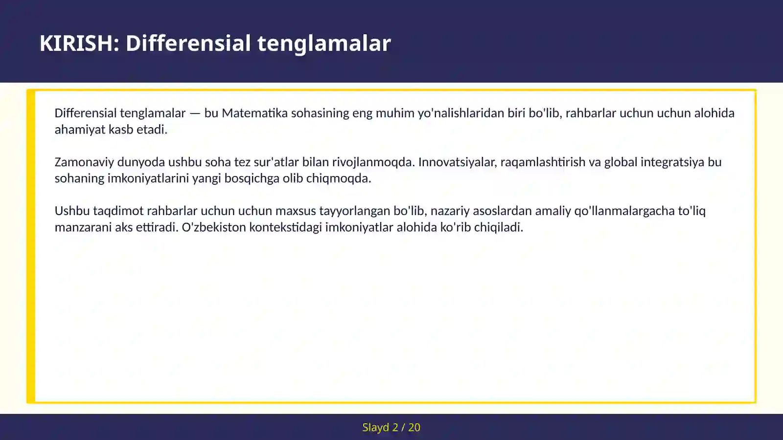 Differensial tenglamalar 2