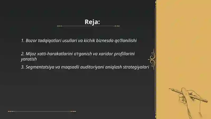 Kichik beznes va tadbirkorlik subyektlarida marketing faolyatini tashkil etish 2