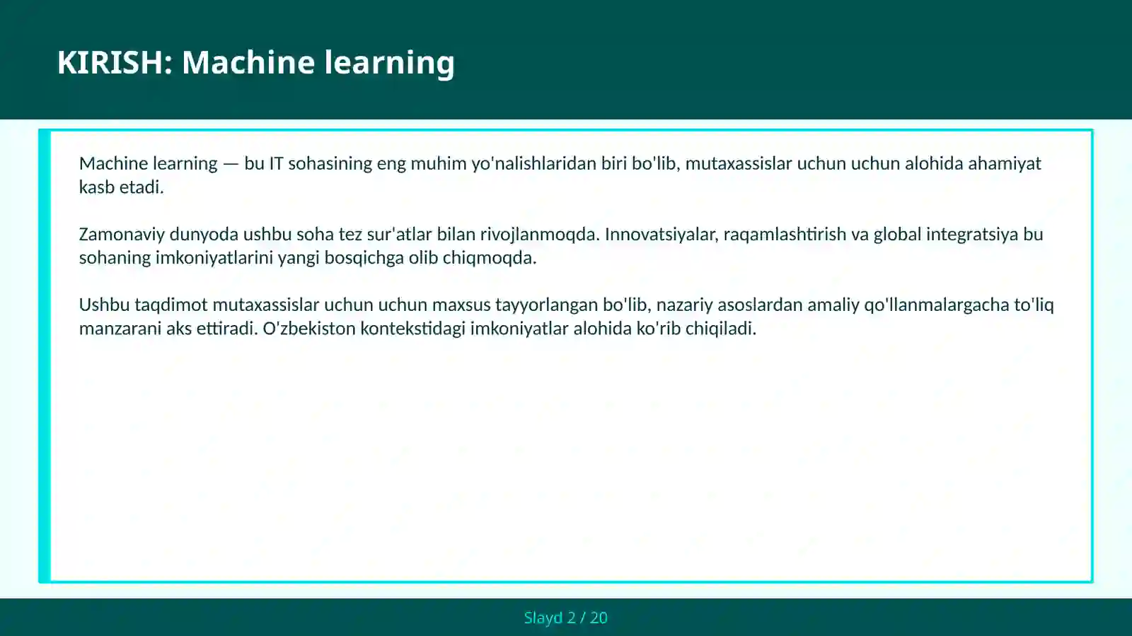 MACHINE LEARNING 2