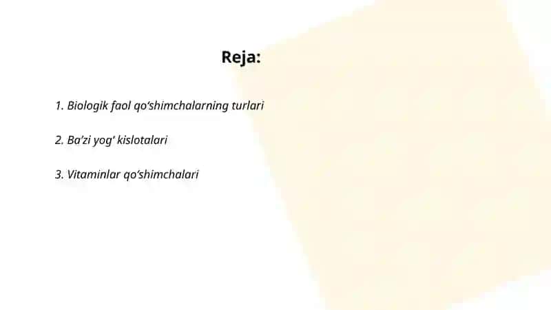 Biologik faol qoʻshimchalar haqida maʼlumot 2