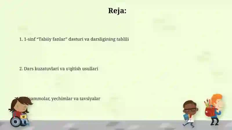 1-sinf “Tabiiy fanlar” dasturi va darsligi 2
