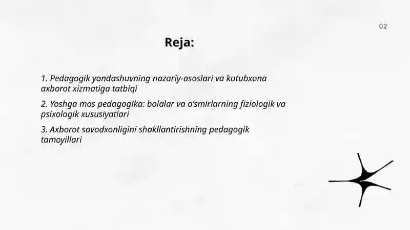 Kutubxona axborot xizmatiga pedagogik yondashuv: bolalar va oʻsmirlar bilan ishlashning asosiy tamoyillari 2